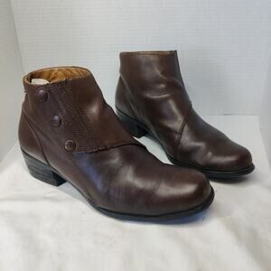 Ariat Spat II Chocolate Brown Leather Snap Button Ankle Boots 10 Equestrian